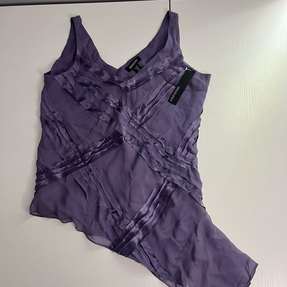 Ideology Purple Fairy Hem 100% Silk Tank Top - XL Fairycore Garden Party NWT Y2K